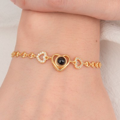 To My Soulmate Custom Photo Projection Bracelet with Picture Inside Gifts for Soulmate Christmas Gifts