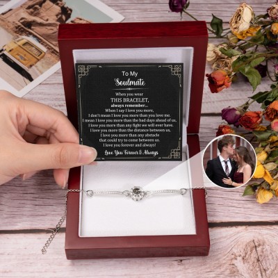 Personalised To My Soulmate Photo Projection Bracelet with Picture Inside Anniversary Gifts For Women Wife Her