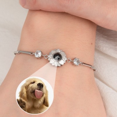 Personalised To My Soulmate Sunflower Charm Photo Projection Bracelet with Picture Inside Gifts for Her Women Wife