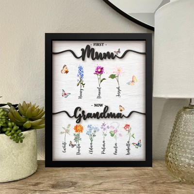 Personalised Birth Month Flowers Wooden Plaque Sign Gift For Mum Grandma Wife Her