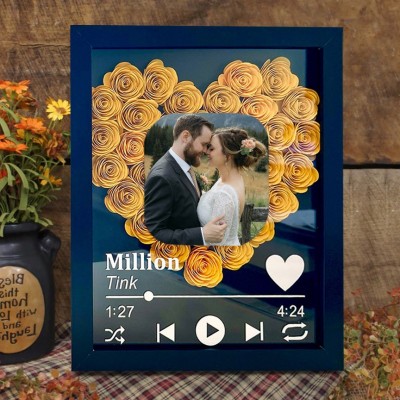 Personalised Spotify Music Photo Heart Shape Flower Shadow Box Anniversary Valentine's Day Gift Ideas For Girlfriend Wife Mum Her