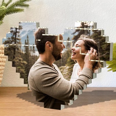 Personalised Heart Shaped Photo Building Block Puzzle Unique Gifts for Couple Valentine's Day Gift Ideas Anniversary Gifts for Husband