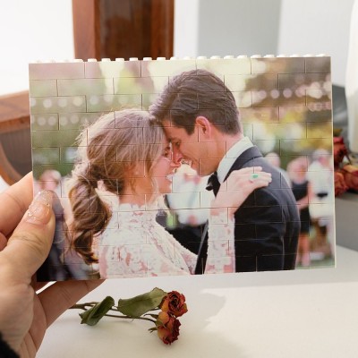 Personalised Rectangle Shape Couple Photo Building Blocks Puzzle For Anniversary Valentine's Day Gift Ideas