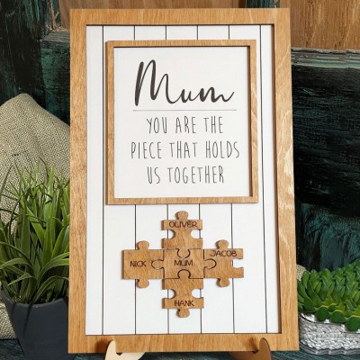 Personalised Handmade Puzzle Sign With Kids Names Birthday Gift For Mum Grandma Mother's Day Gift