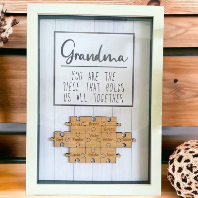 Custom Puzzle Pieces Name Frame Family Sign Heartful Gift for Mum Nana Mother's Day Gift Ideas