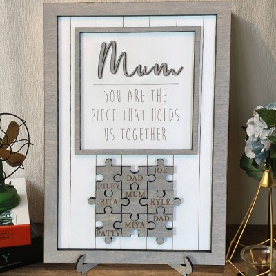 Custom Handmade Wooden Names Puzzle Sign Personalised Family Gifts For Mum Grandma Mother's Day Gift
