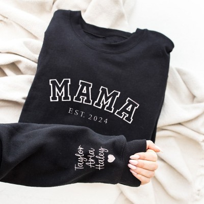 Personalised Mama Embroidered Sweatshirt Hoodie With Date Mother's Day Gift Ideas Unique Gift For Mum Grandma Mother's Day Gift Ideas