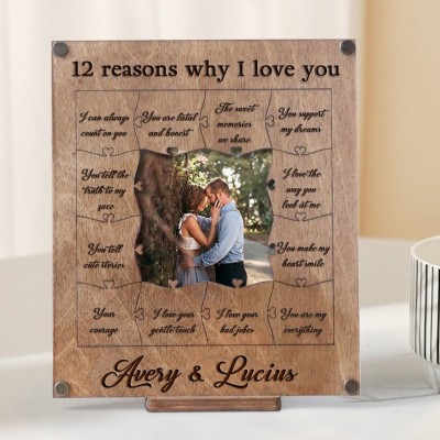 Personalised Reasons Why I Love You Wooden Puzzle Frame with Photo Valentine's Day Gift Ideas for Boyfriend Anniversary Gifts