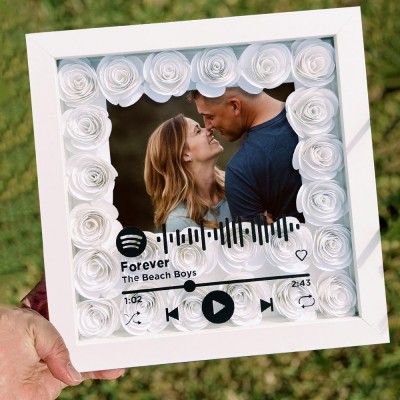 Personalised Spotify Music Song Flower Shadow Box Keepsake Gifts for Her Valentine's Day Gifts Anniversary Gift Ideas