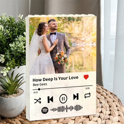 Personalised Spotify Song Photo Block Puzzle Memorial Gifts for Soulmate Valentine's Day Gift Ideas for Her Him