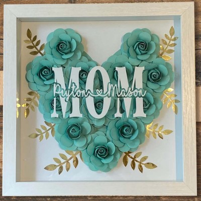 Floral Shadow Box Personalised Paper Flower Shadow Box for Mum Grandma Birthday Gift for Her