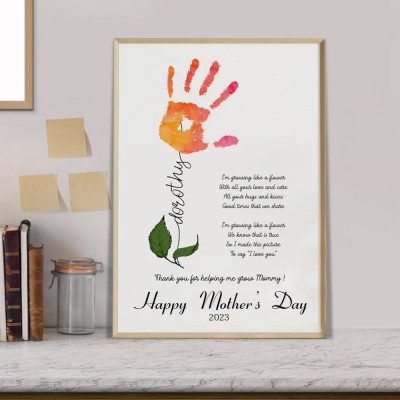 Personalised Birthday Handprint Art Gift from Kids DIY Handprint Keepsake Gift for Mum Grandma