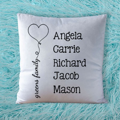 Personalised Engraving 1-20 Kids Names Family Pillow