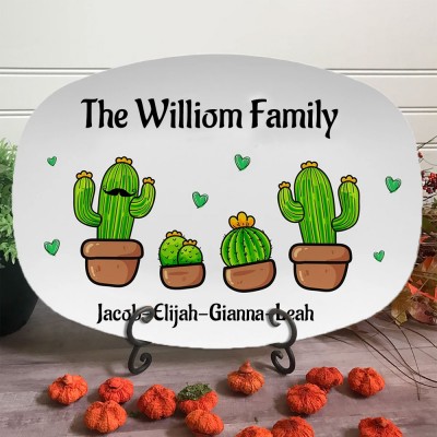 Personalised Cactus Family Name Platter 