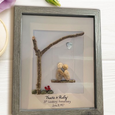 Personalised Wedding Anniversary Pebble Art Frame Anniversary Gift