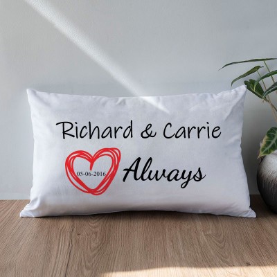 Personalised Anniversary Pillow with Couple Names and Date