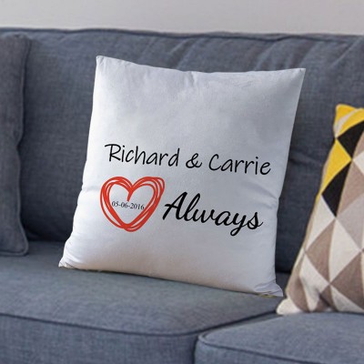 Personalised Anniversary Pillow with Couple Names and Date