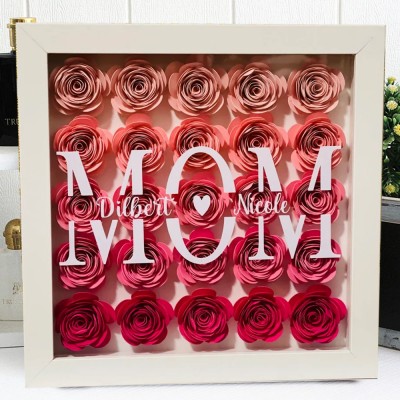 Personalised Paper Flower Shadow Box Keepsake Gift for Mum Grandma New Mum Gift