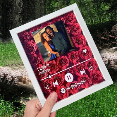 Personalised Spotify Flower Shadow Box for Anniversary Valentine's Day