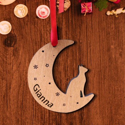 Personalised Cat Christmas Tree Wooden Ornament Pet Lover Christmas Gift