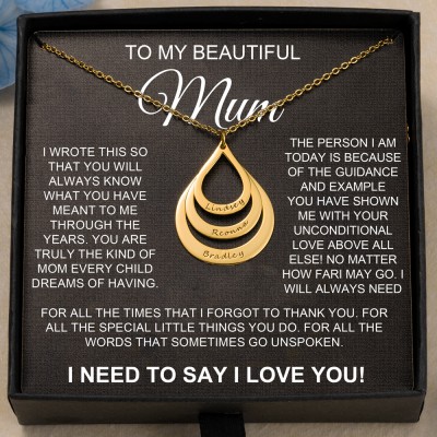 Personalised To My Beautiful Mum Drop Shaped Necklace With Kids Names Unique Family Gift For Mum Grandma Mothers Day Gift Baby Shower Gift Ideas