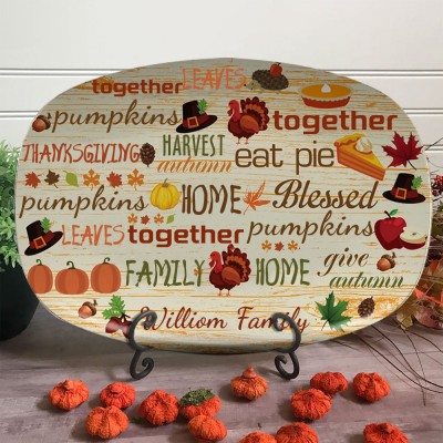 Personalised Blessed Family Thanksgiving Platter