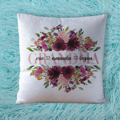 Personalised Engraving 1-20 Kids Names Family Pillow Mother's Day Gift