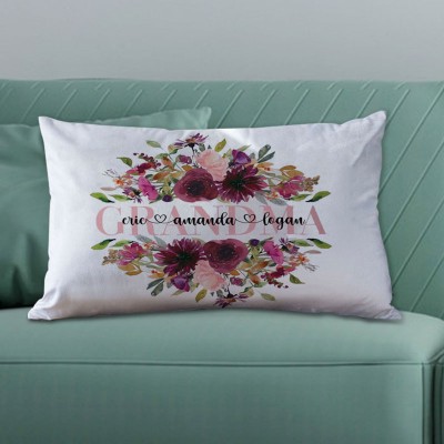 Personalised Engraving 1-20 Kids Names Family Pillow Mother's Day Gift