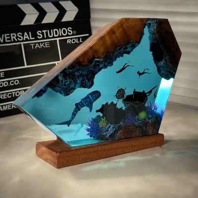 Epoxy Ocean Night Light Resin Wood Lamp Birthday Gifts