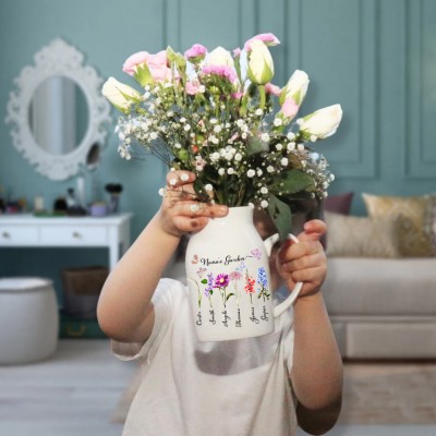 Personalised Grandma's Garden Birth Flower Vase Gift Ideas For Mum Grandma Nana