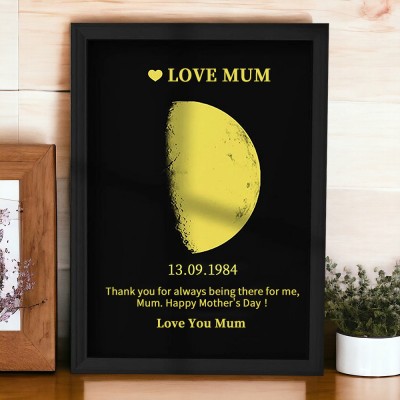 Personalised Moon Phase Wood Frame Heartful Gift For Mum Grandma Mother's Day Gift Ideas