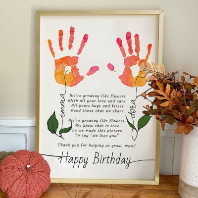 Personalised DIY Birthday Handprint Frame Unique Gifts for Mum Grandma Birthday Gift Ideas