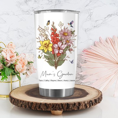 Personalised Nana's Garden Birth Flower Bouquet Tumbler Unique Gift For Mum Grandma Mother's Day Gift Ideas