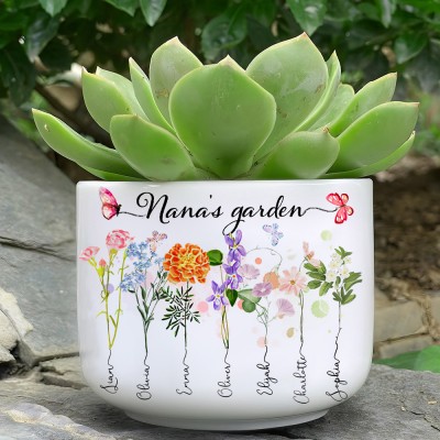 Personalised Grandma's Garden Birth Flower Succulent Plant Pot Mother's Day Gift Ideas Gifts for Grandma Mum