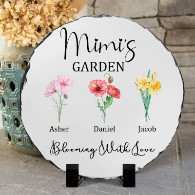 Personalised Grandma's Garden Blooming with Love Birth Flower Plaque Family Keepsake Gifts for Grandma Mum