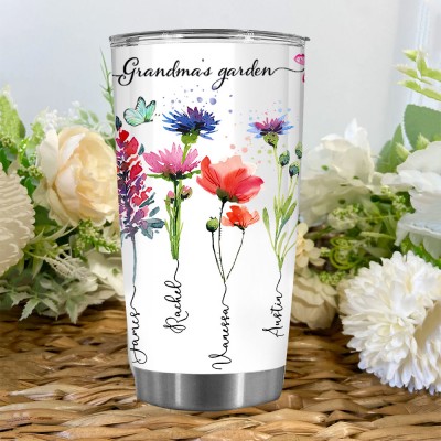 Custom Gigi's Garden Birth Flower Tumbler with Names Great Gift Ideas for Grandma Gigi Christmas Gifts for Her