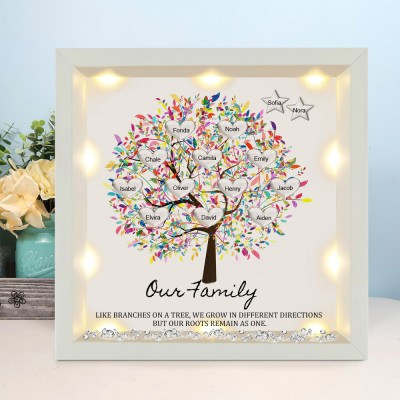 Light Up Family Tree Frame with Grandkids Names Personalised Gifts for Mum Family Keepsake Gifts Birthday Gift for Grandma