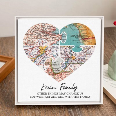 Personalised Long Distance Family Map Art Print Frame Housewarming Family Keepsake Anniversary Gifts For Her Him
