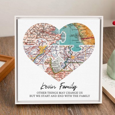 Personalised Long Distance Family Map Art Print Frame Housewarming Gift Anniversary Gifts Ideas Family Keepsake Gifts