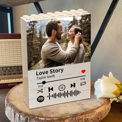Personalised Spotify Music Photo Block Building Bricks Keepsake Gifts for Couple Valentine's Day GIfts Anniversary Gifts