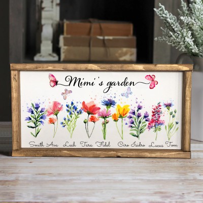 Personalised Mum's Garden Frame Birth Month Flower Sign with Kids Names Gifts for Grandma Mum Mother's Day Gift