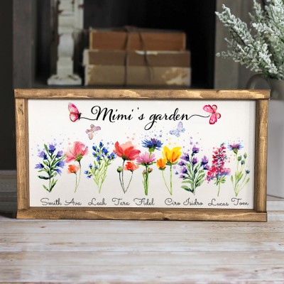Personalised Mum's Garden Frame Birth Month Flower Sign with Kids Names Keepsake Gifts for Grandma Mum Chrsitmas Gifts