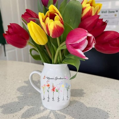 Personalised Grandma's Garden Birth Flower Vase Gift Ideas For Mum Grandma