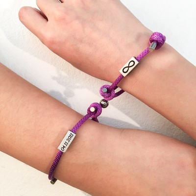 Personalised Set of 2 Couple Matching Magnetic Bracelet