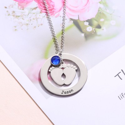 Personalised Baby Feet Shape Engravable Necklace