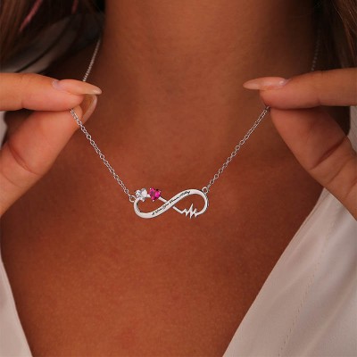 Personalize Infinity Name Necklace With Birthstones