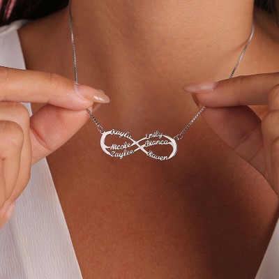 Personalised Infinity Name Necklace with 6 Names