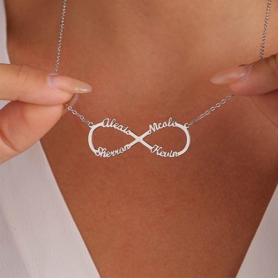 Personalised Infinity Name Necklace with 4 Names