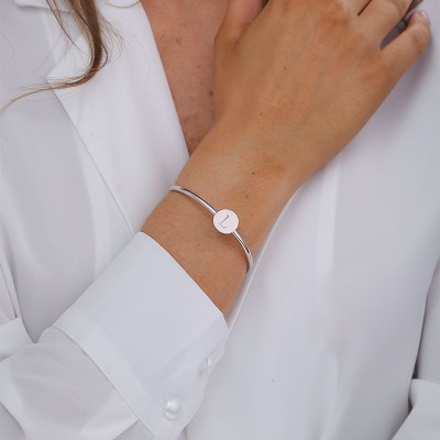 Open Engravable Bracelet with a Initial