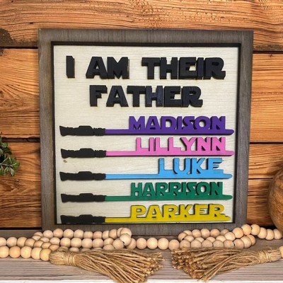 Personalised I Am Their Father Lightsaber Name Sign Father's Day Gifts